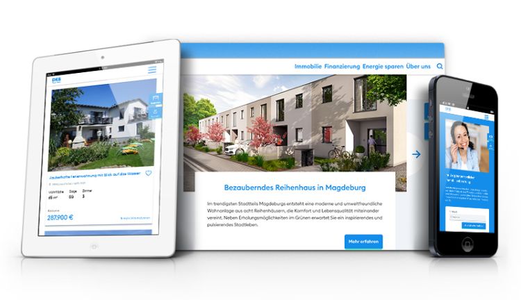 Darstellung der Webseite von DKB Grund auf verschiedenen Geräten