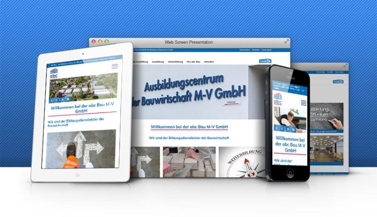 Responsive Ansichten der abc-bau Website Die abc-bau-Website auf verschiedenen Endgeräten