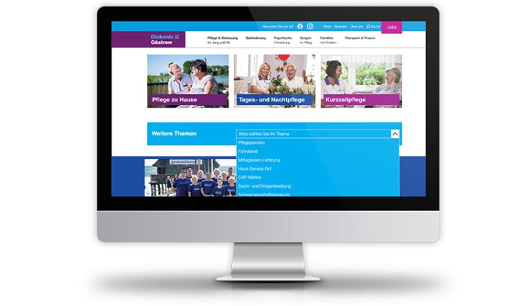 Effektives Konzept Website der Diakonie Güstrow auf PC