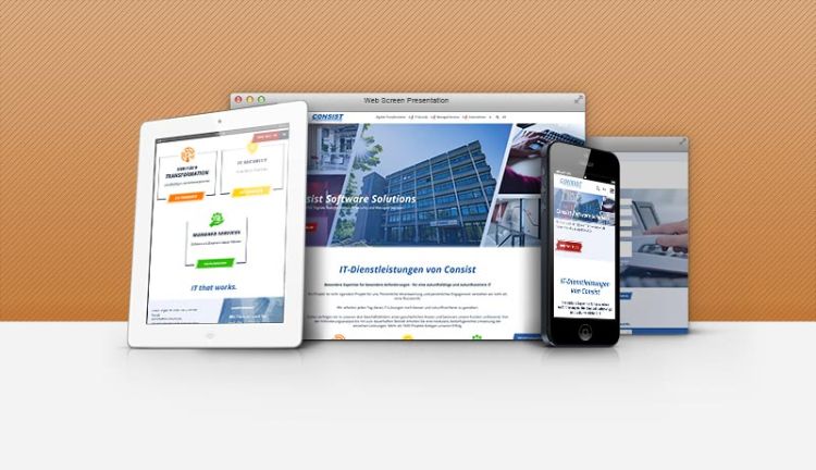Consist Webseite auf Smartphone, Tablet und als Screen