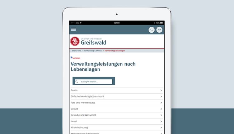 Hansestadt Greifswald - Online-Dienstleistungen für Bürger Hansestadt Greifswald - Online-Dienstleistungen für Bürger