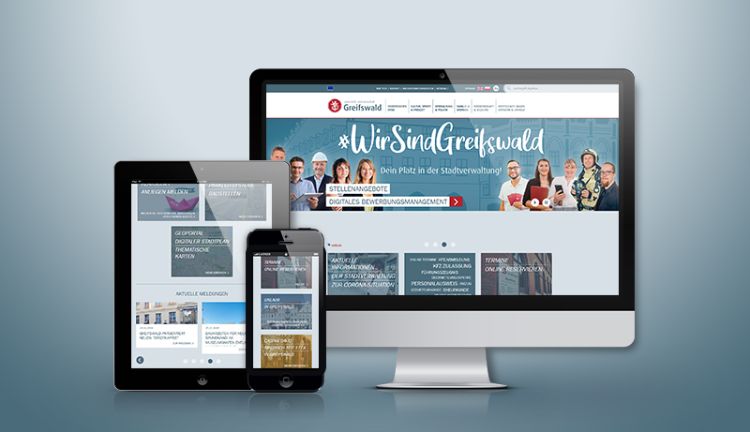 Responsive Ansichten von der Webseite Greifswald