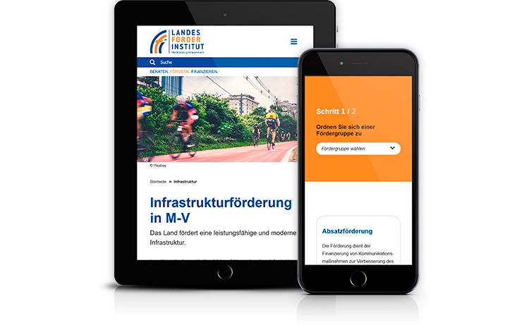 Webseiten des LFI auf Tablet und Smartphone