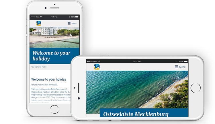 Webseite www.ostseeferien.de mobile Ansicht