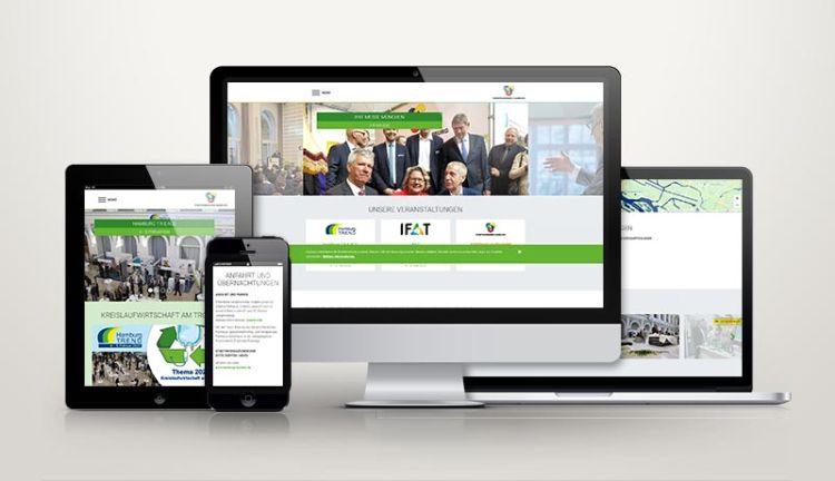 Abbildung der responsiven Event-Website der Stadtreinigung Hamburg auf verschiedenen Endgeräten Abbildung der responsiven Event-Website der Stadtreinigung Hamburg auf verschiedenen Endgeräten