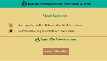 Das Räuber Röpke Quiz auf der Webseite