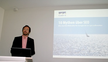 Vortrag von Alexander Balow zum Thema SEO beim Bestandskundenworkshop von PLANET IC