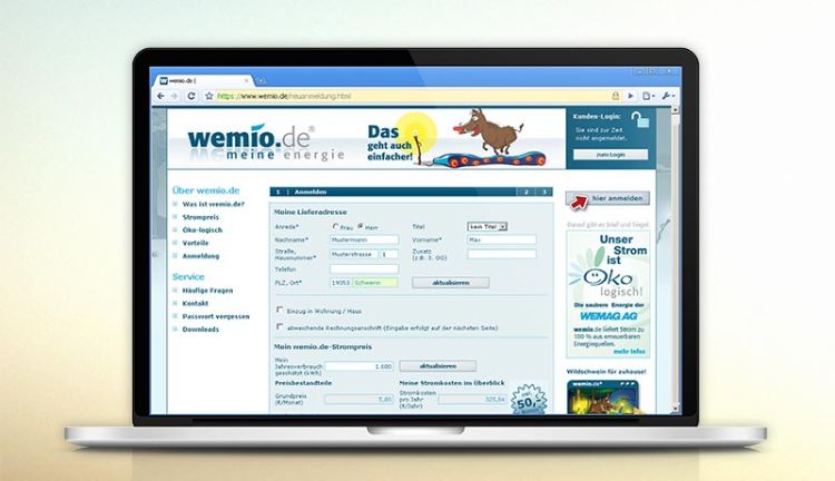 Vertriebsportal_wemio-2008 Startseite des Vertriebsportals Wemio.de von 2008