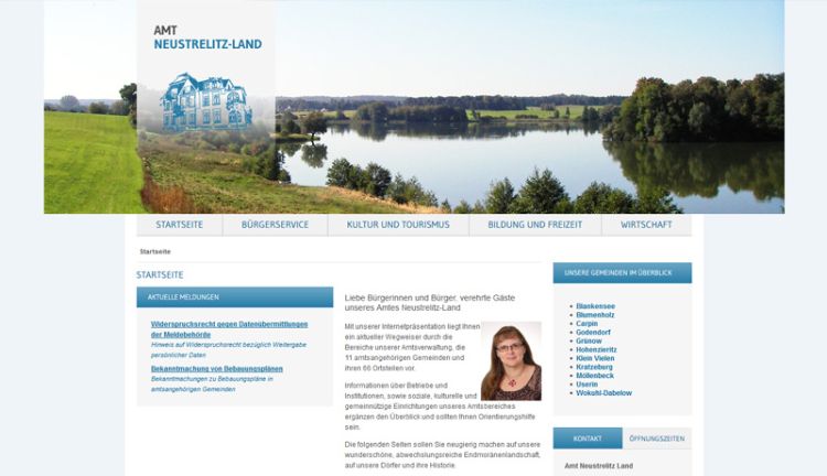 Webseite des Amtes Neustrelitz-Land