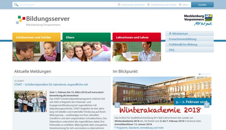 Webseite vom Bildungsserver MV Webseite vom Bildungsserver MV