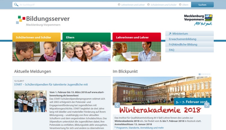 Webseite vom Bildungsserver MV Webseite vom Bildungsserver MV