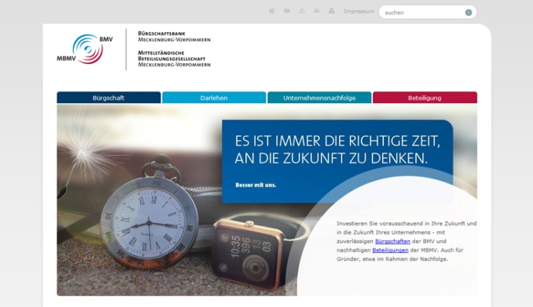 Webseite von der Bürgschaftsbank und die Mittelständische Beteiligungsgesellschaft MV Webseite von der Bürgschaftsbank und die Mittelständische Beteiligungsgesellschaft MV