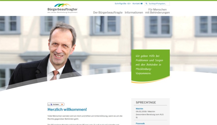 Webseite des Bürgerbeauftragten des Landes Mecklenburg-Vorpommern Webseite des Bürgerbeauftragten des Landes Mecklenburg-Vorpommern