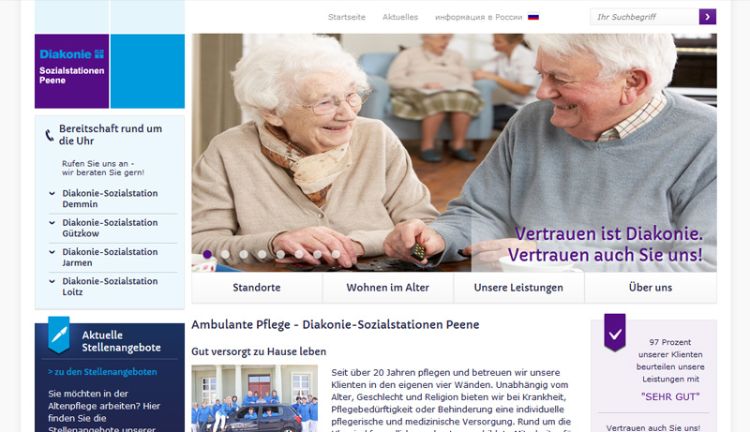 Webseite von Diakonie Peene
