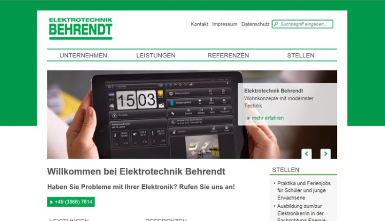 Website von Elektrotechnik Behrendt