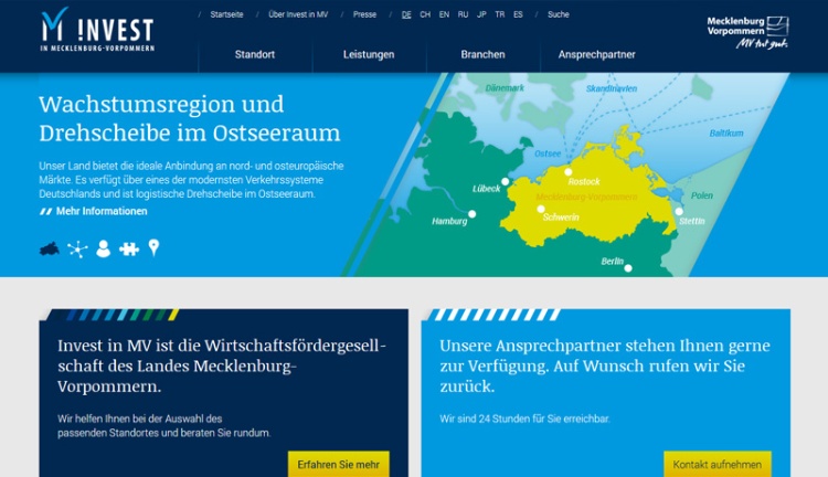 Webseite von Invest in MV Webseite von Invest in MV