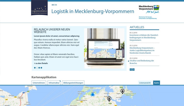 Webseite von Logistikatlas Webseite von Logistikatlas