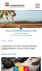 mobile Ansicht der Startseite der Landgesellschaft MV