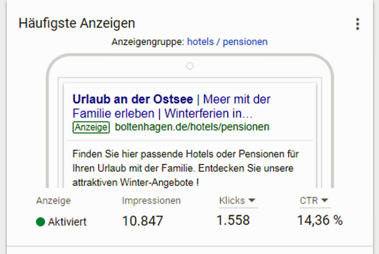 Anzeigenbeispiel aus der Google Ads-Kampagne Anzeigenbeispiel aus der Google Ads-Kampagne
